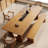 Brown Rectangular Solid Wood Dining Table-108205876