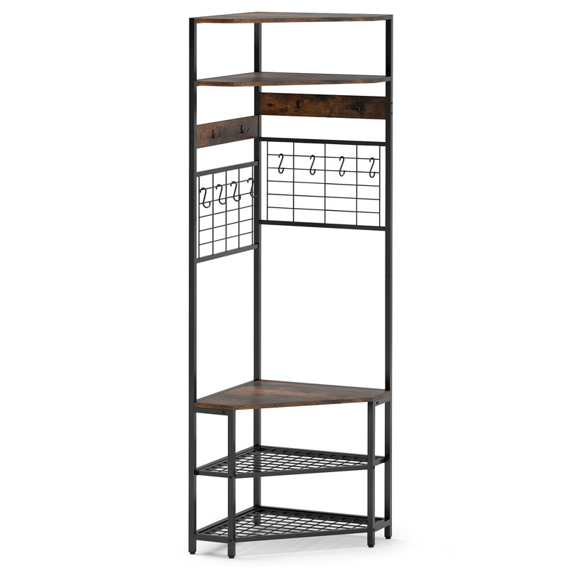 Freestanding 12 - Hook Coat Rack, Brun