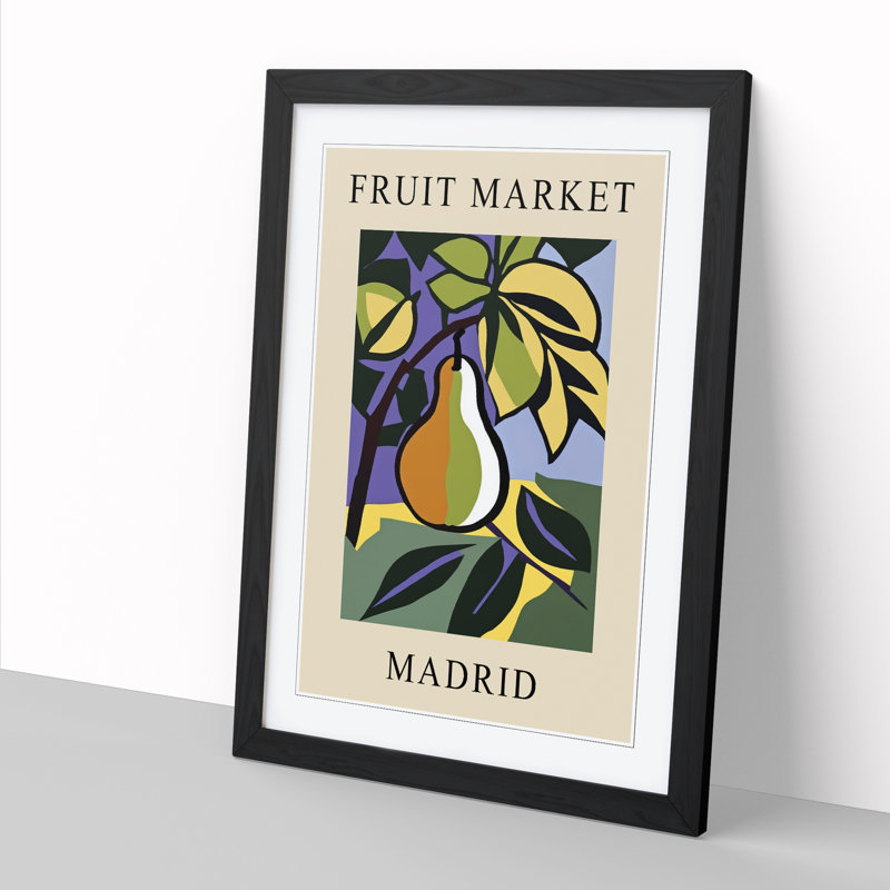 Pear Madrid Fruit Market Exhibition 1 Piece Single Picture Frame Wall Art, 34cm H x 25cm W x 2cm D