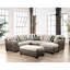Revêtement contemporain brun et bicolore, pieds fuselés en plastique, assise en microfibre, matériaux de style haut de 17 pouces, L 38 po x l 38 po x H 17 po