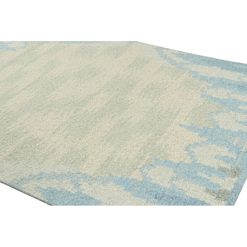 Rug & Kilim’S Scandinavian Style Open Field Rug In Seafoam Blue And Green Tones