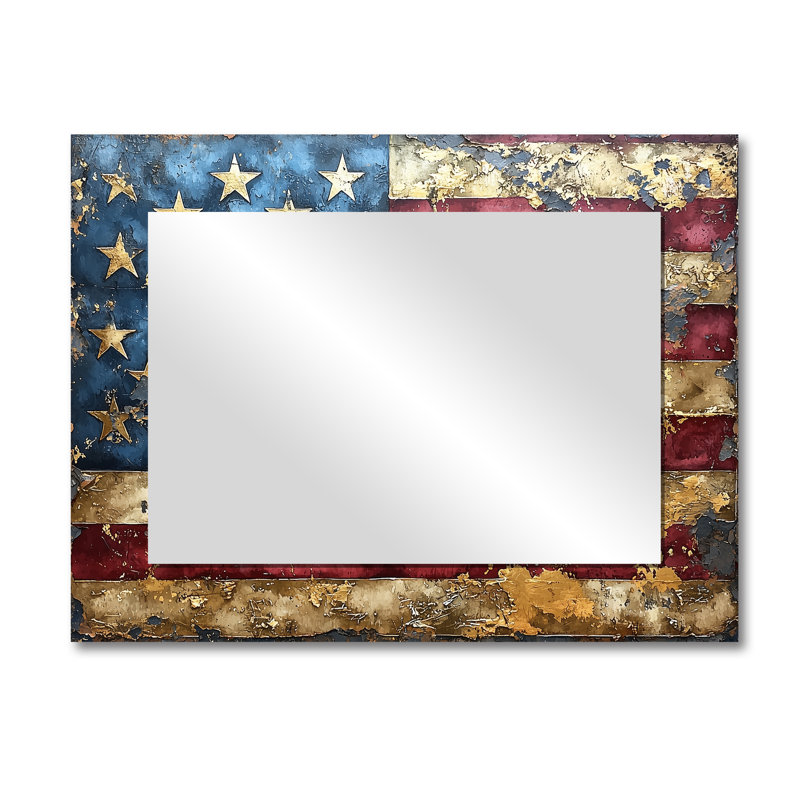The Gilded Age Of Usa Flag I - Landscapes Accent Wall Mirror - Printed On Metal, 30" x 40"