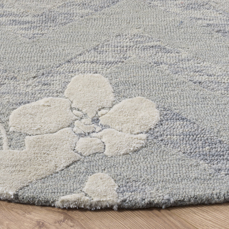 Glamour 609 touffeté à la main 65% laine; 25% viscose; Tapis floral 10% coton, Rond 6 pi