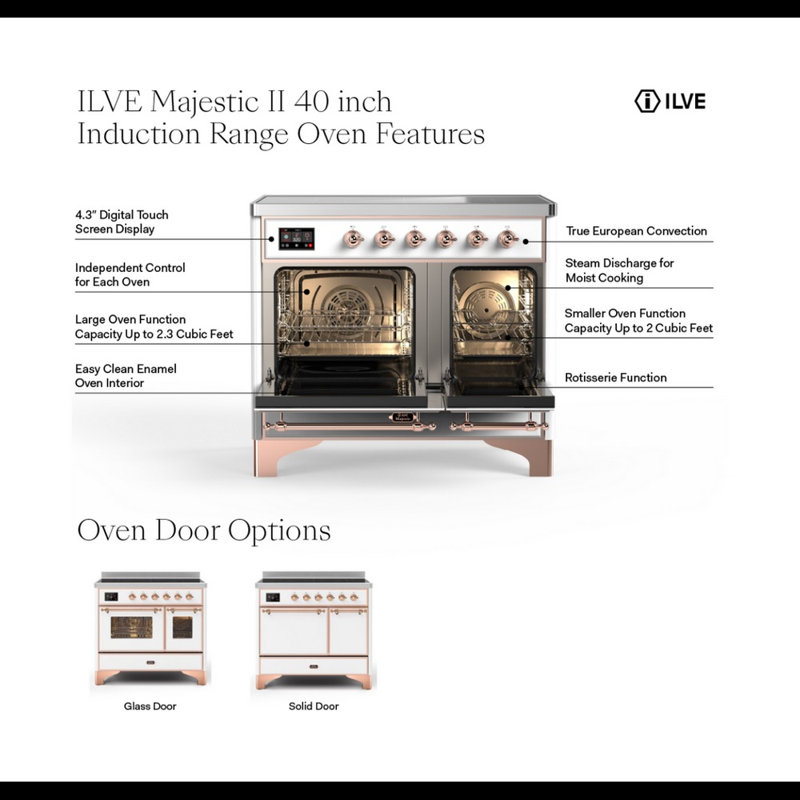 Majestic II 40" Freestanding Induction Range, Glossy Black/Bronze