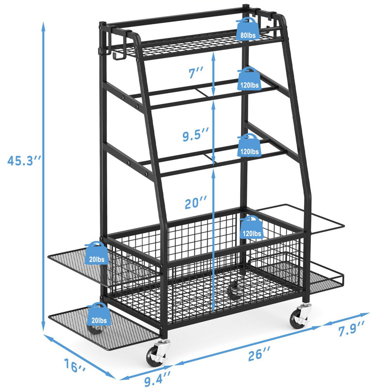 Weight Rack for Dumbbells - Widened Home Gym Storage Rack - Dumbbell Rack with 4 Flexible Wheels and Unique Storage on Both Sides