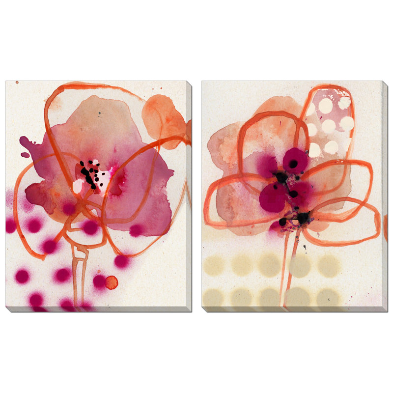 Ensemble d'art mural sur toile rose Petunia