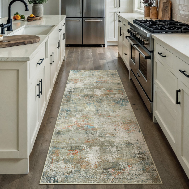 Sarah Modern Abstract Machine Washable Area Rug with Non-Slip Backing, Rectangle 2' x 4'