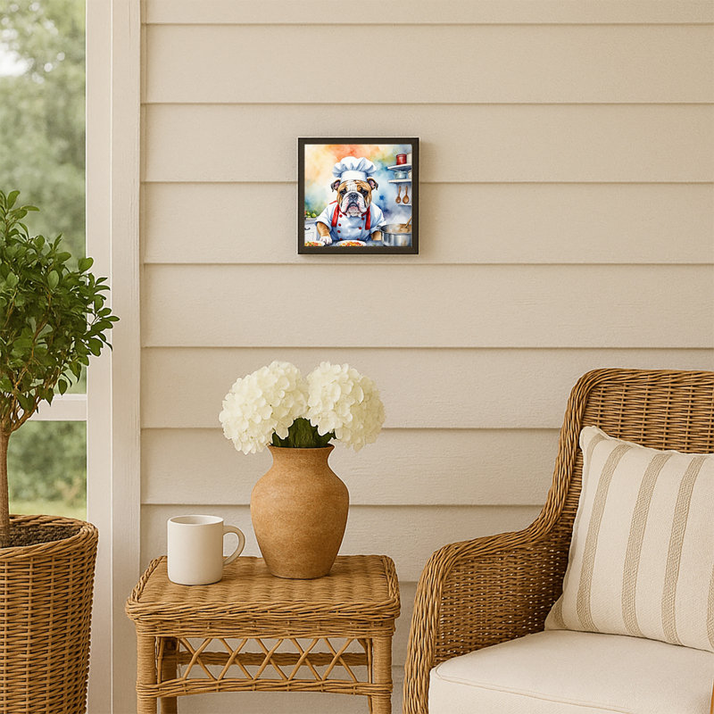 English Bulldog The Chef Framed Metal Print