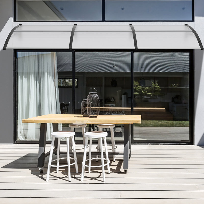 Auvent de porte rétractable en polycarbonate VEVOR, H 10,8 po x l 117,1 po x P 37,9 po, Clair