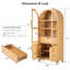 Grand garde-manger arqué avec tablettes de porte, armoire de rangement de cuisine de ferme avec tablettes ouvertes et réglables, tiroir caché et porte en verre, armoire-129434440