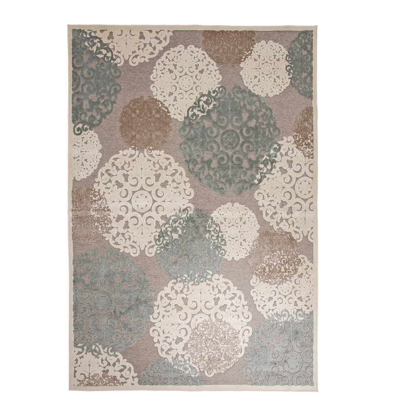Tapis gris / brun clair / ivoire Declan, Rectangle 5 pi 3 po x 7 pi 6 po