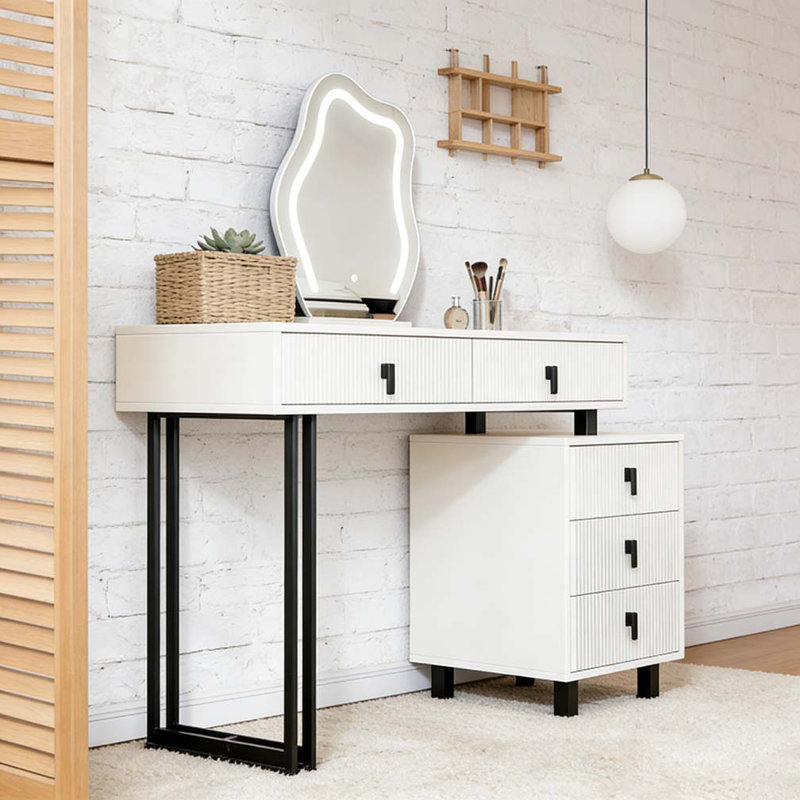 Adjustable-Length Vanity with Cloud LED Mirror