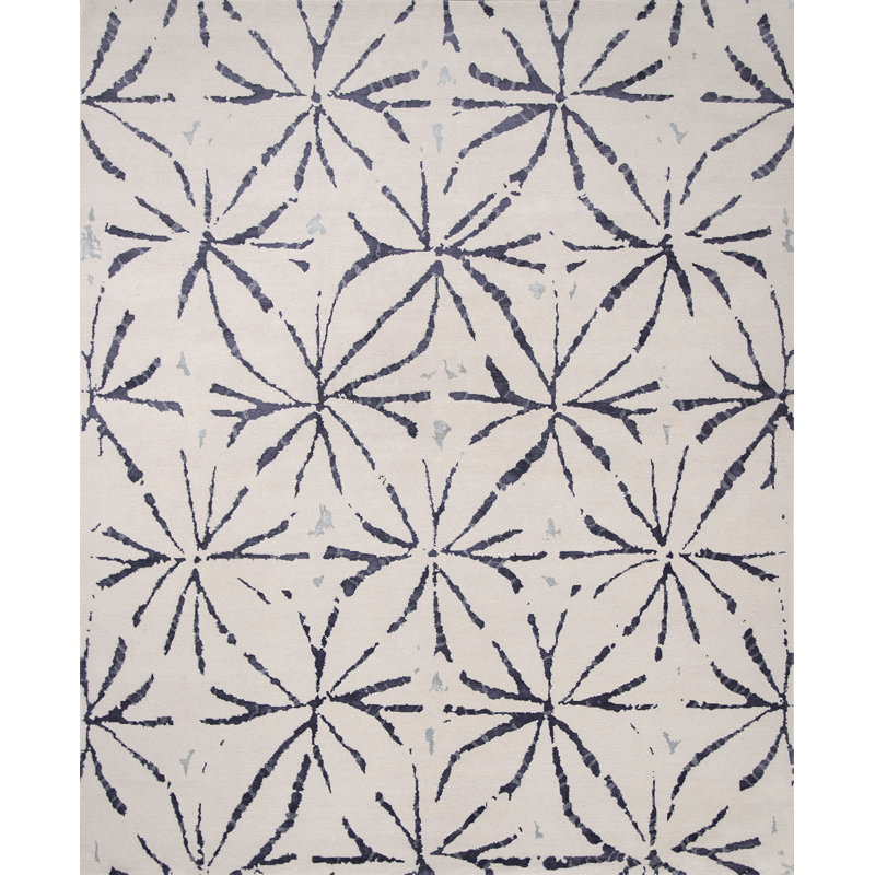 Contemporary Hand Knotted Geometric Shapes Area Rug, Rectangle 10' x 14'