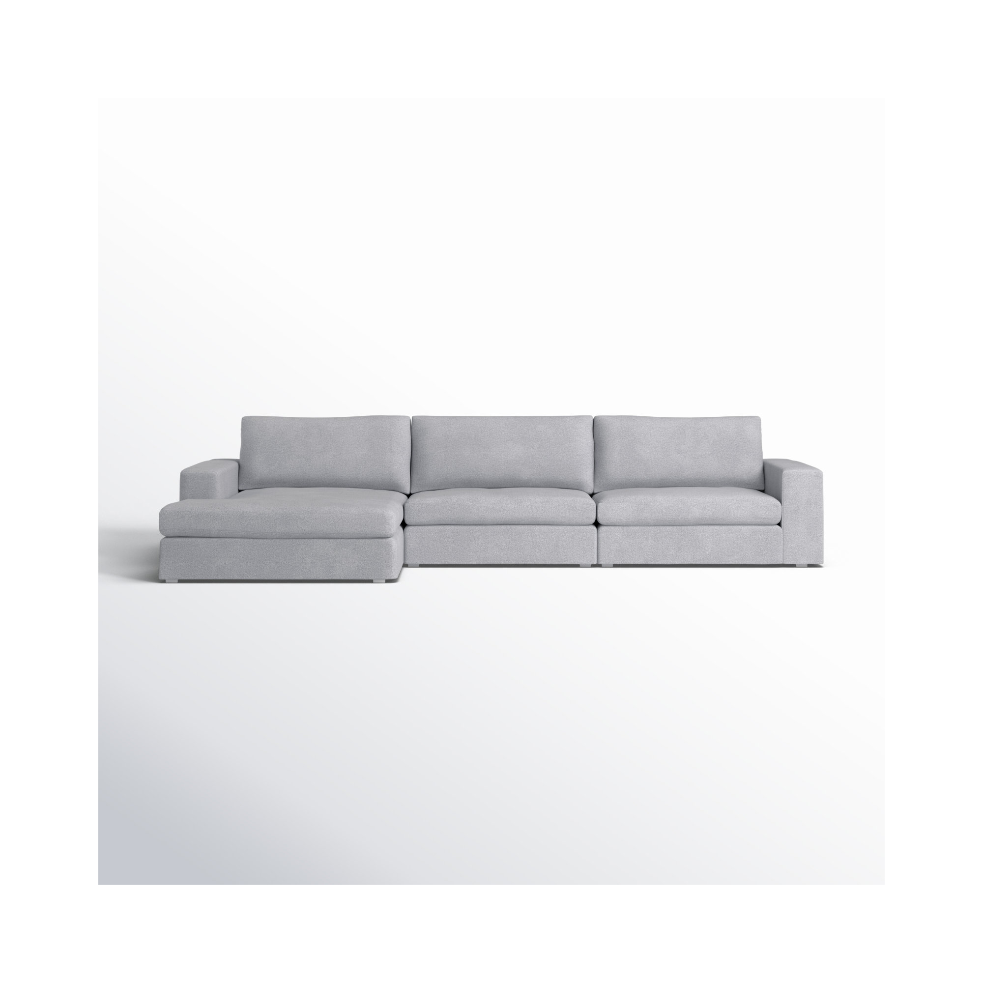 Ojai 3 - Piece Upholstered Sectional, Light Gray Chenille, Left Hand Facing