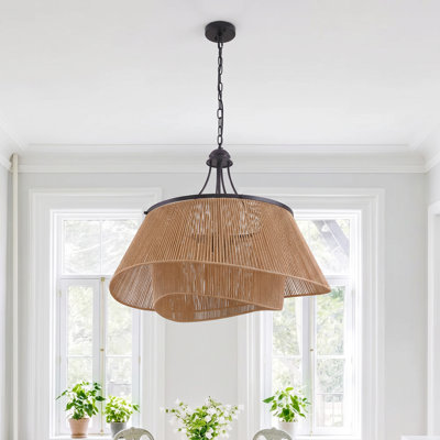 8 - light 31.49" Handmade Rattan Chandelier