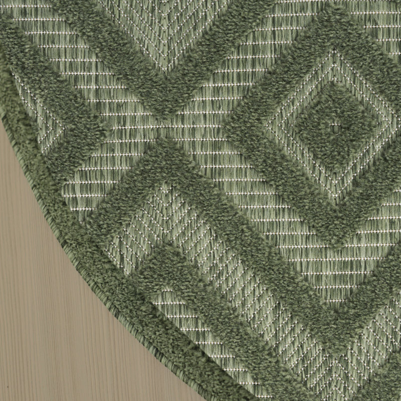Konstantia Geometric Indoor/Outdoor Area Rug, Round 4'