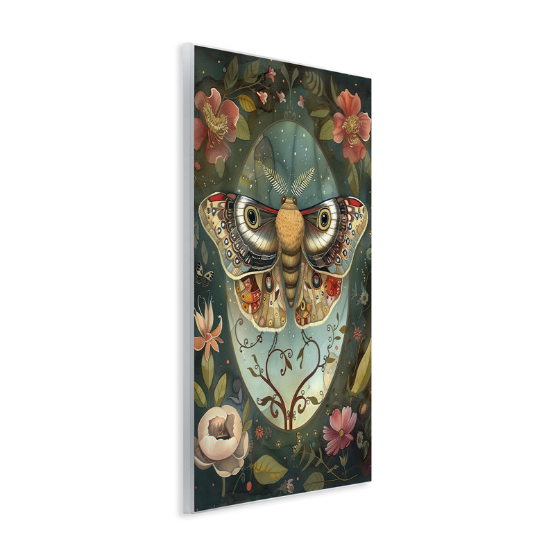 Plaque murale Ornate Botanicals & Moth, design par The Dutch Lady, H 15 po x l 10 po