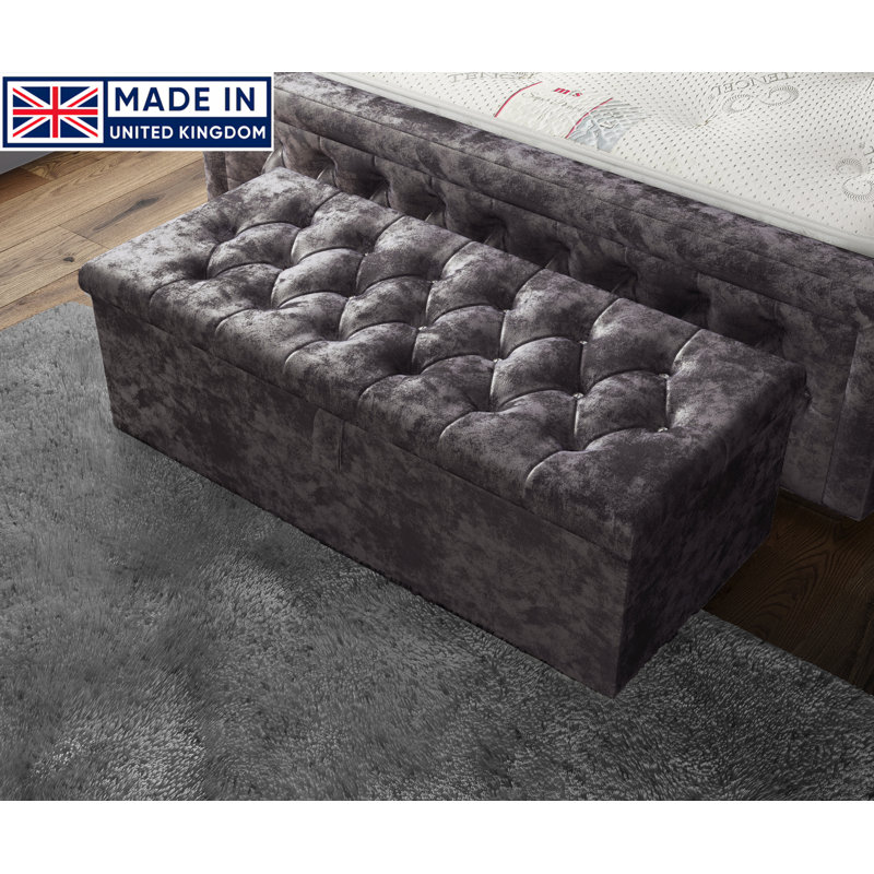 Hillhouse 102cm Wide Tufted Rectangle Ottoman Storage Box with Hydrolic Arm, Amethyst