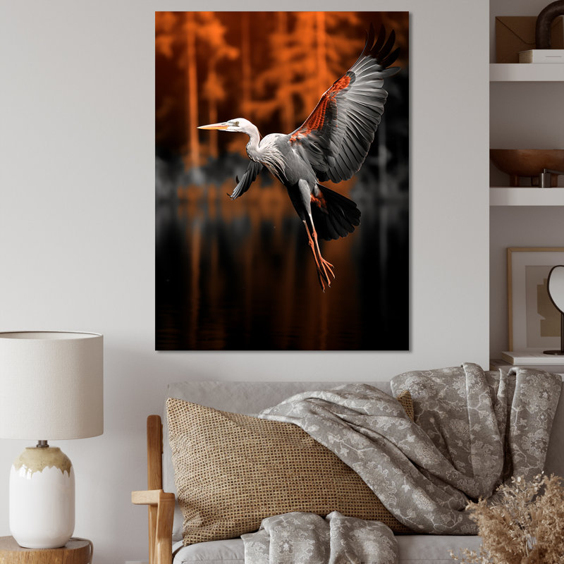 Reproduction d'art sur toile, "Heron gracieux en automne II" par Lazavier, H 20 po x l 12 po x P 1 po, Toile tendue