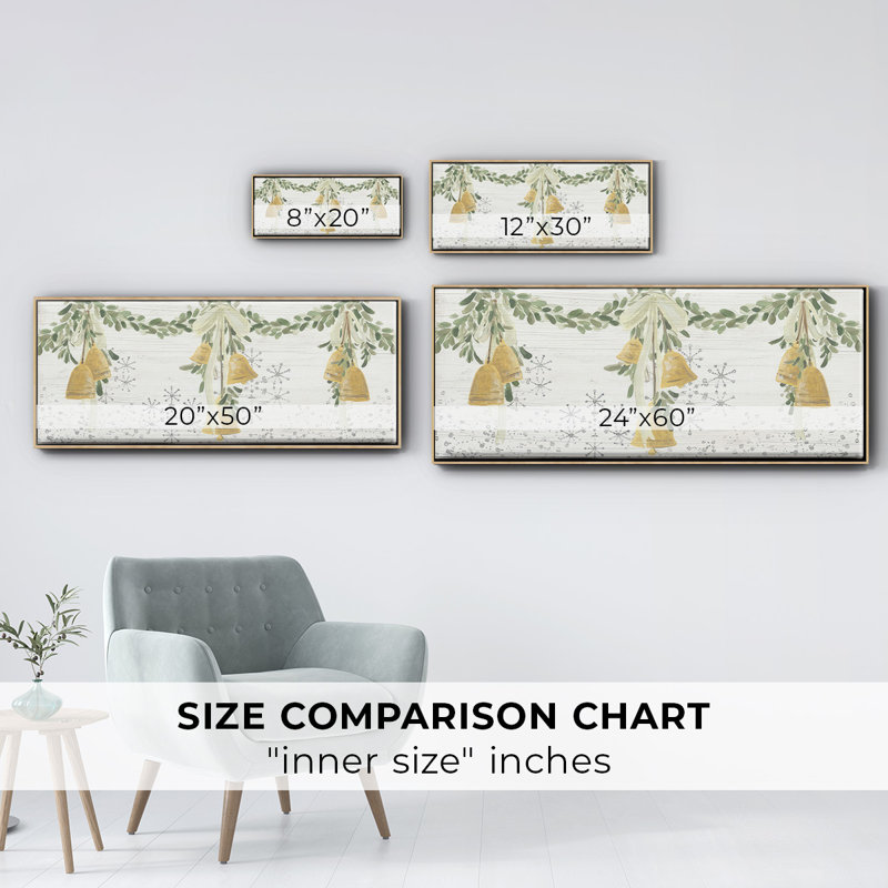 Holidy Bells- Framed Canvas, 20" H x 50" W
