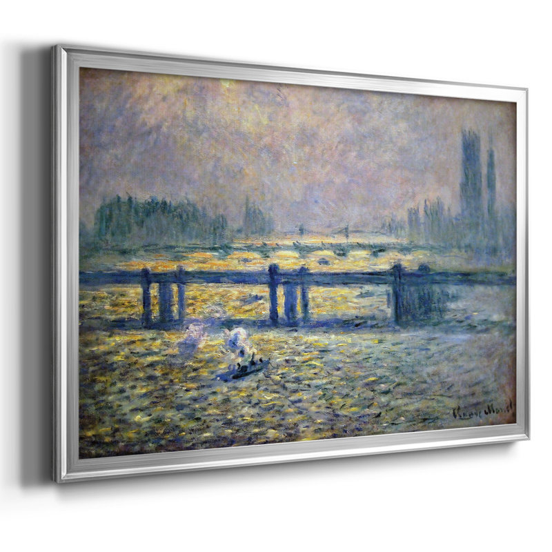 Charing Cross Bridge, Reflections On The Thames, 1899, reproduction d'art sur toile, Argent, H 26 po x l 38 po x P 1,5 po