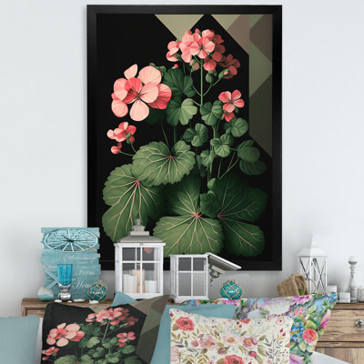 «Retro Geranium» en rouge et vert V - reproduction sur toile