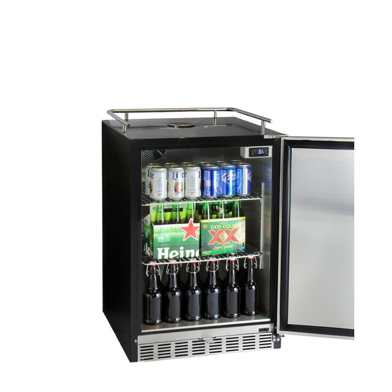 Kegco 24" Wide Single Tap Stainless Steel Built-In Digital Left Hinge Kegerator with Kit, Right