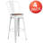 Margherite Modern Bistro Metal Dining Stool with Curved Vertical Slat Back and Wood Seat-492327322-502311465