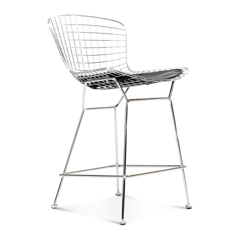 Structure deux tabourets de bar, structure en acier inoxydable poli de calibre 304, coussin en cuir de polyuréthane doux, design élégant classique, revêtement en feu, structure de tabourets de 23 po de largeur, pieds, coussin de siège, largeur, hauteur 42,4 po