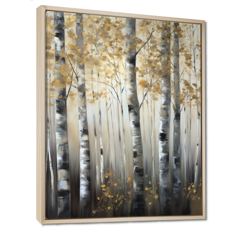 «Birch Tree Forest Wonderland V», reproduction sur toile, H 40 po x l 30 po, Cadre flottant en érable