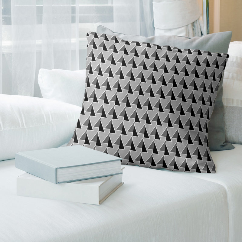 Touches d’accent décalées Coussin décoratif, H 16 po x l 16 po, Duvet synthétique, Noir