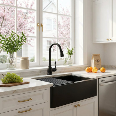 Kitchen Sink Faucet with Pull Down Sprayer, High Arc Single Handle Kitchen Faucet 1 Hole 2-Function 360° Swivel Stainless Steel Sink Faucet for Utility Farmhouse Camper Laundry Rv Bar