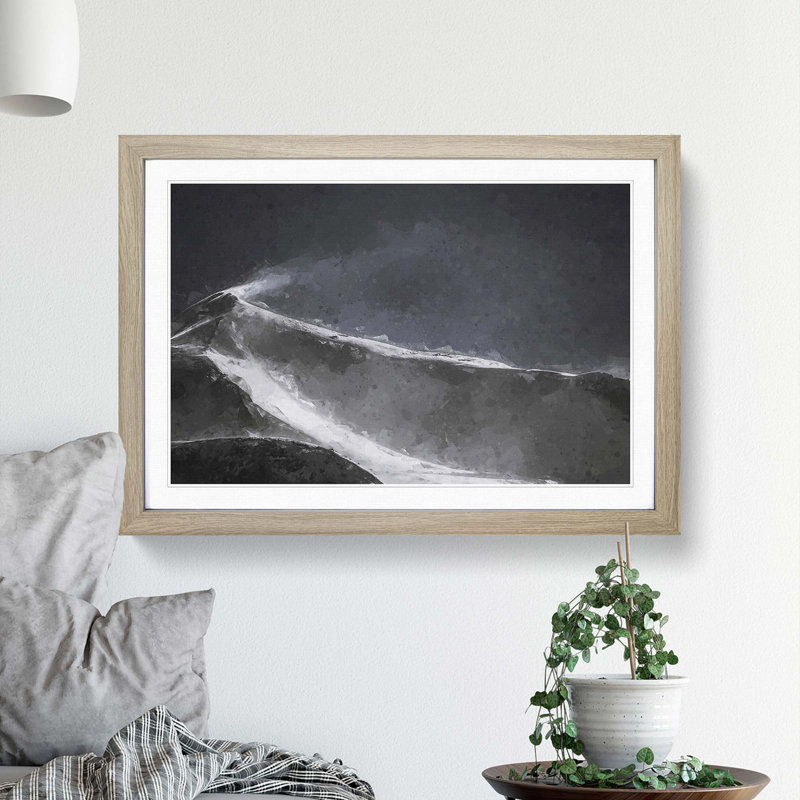 Snow upon a Mountain Peak in Abstract - Picture Frame Graphic Art Print, Oak Framed, 48cm H x 65cm W x 2cm D