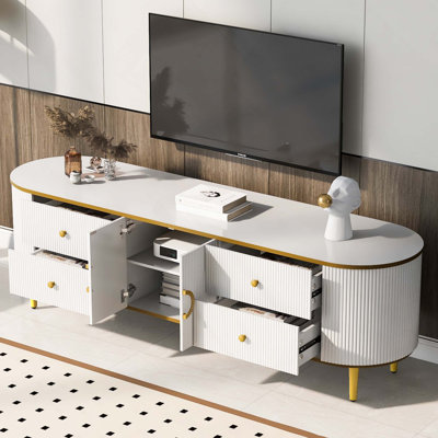 Modern TV Stand with Drawers and Cabinet for Spacious Organized Storage