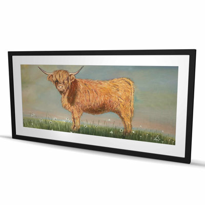 «Daisy the Highland Cow» - reproduction matte encadrée pour la décoration intérieure