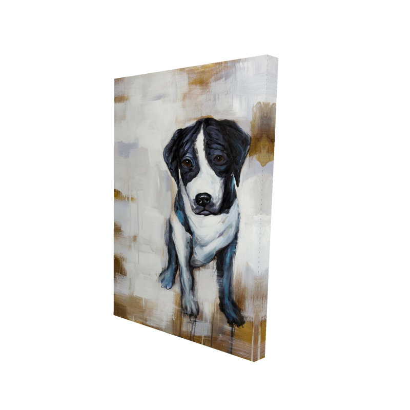 Chien assis - Toile blanche pour animaux | Reproduction d'art