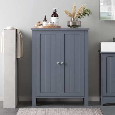 Bathroom Floor Storage Cabinet with 2 Adjustable Shelve