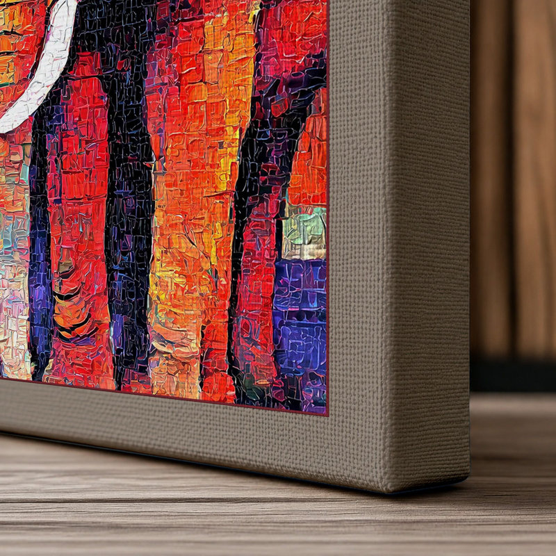 Mother And Calf Modern - Print, 30x20 - 76.2 x 50.8 cm, Taupe Border