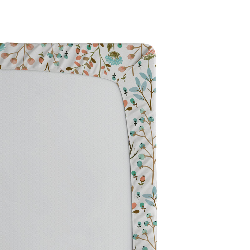 Ambesonne Ombre Fitted Sheet 2-Pack Teal Shades Design, King Fitted Sheet, Seafoam Coral Pale Brown Floral
