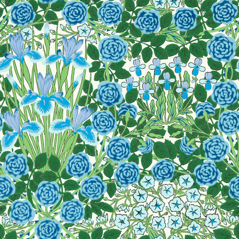 Campanula 10.05m x 52cm Matte Wallpaper Roll, Peacock/Opal