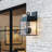 3-Light Outdoor Square Rectangle Wall Lantern in Black with Clear Glass-100662214