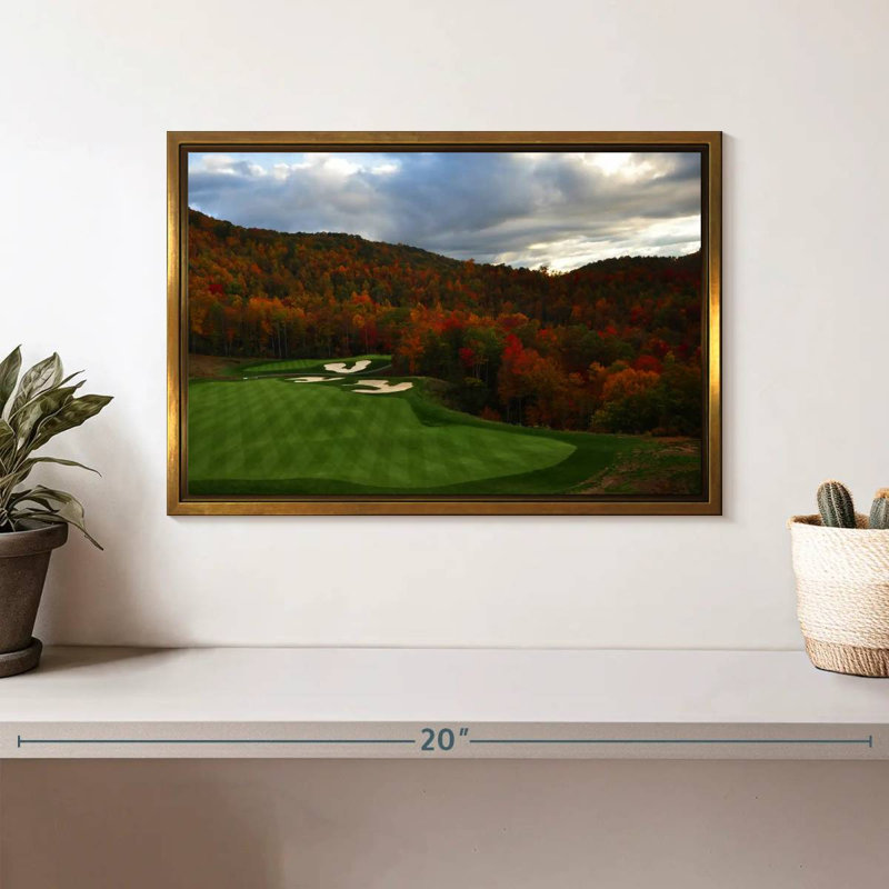 Parcours de golf d'automne, Cadre flottant doré, 13 po x 9 po