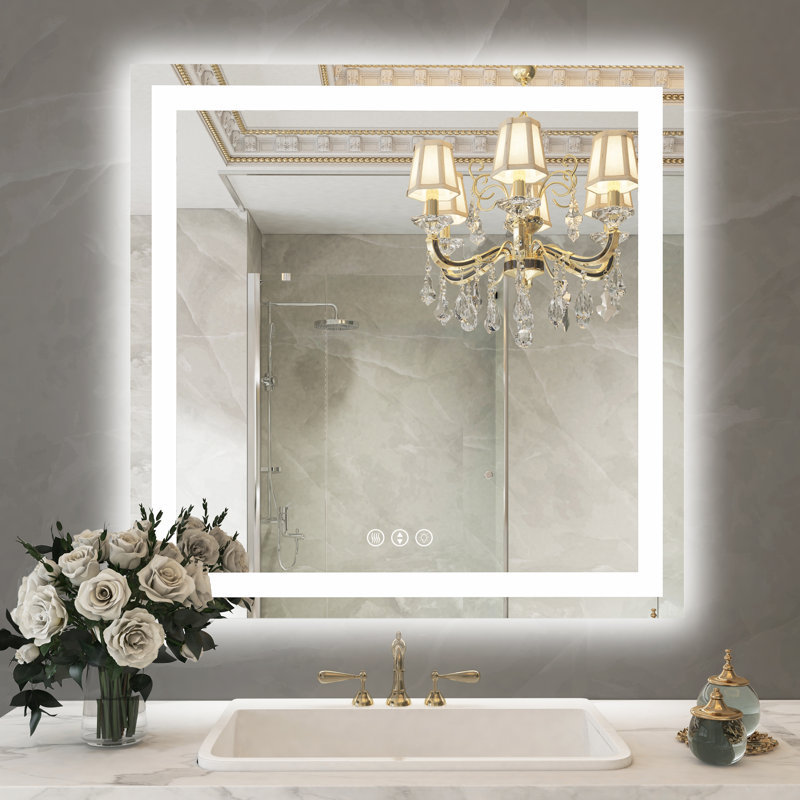 Dokes Frameless LED Vanity Wall Mirror Passed ETL, 36" x 36"