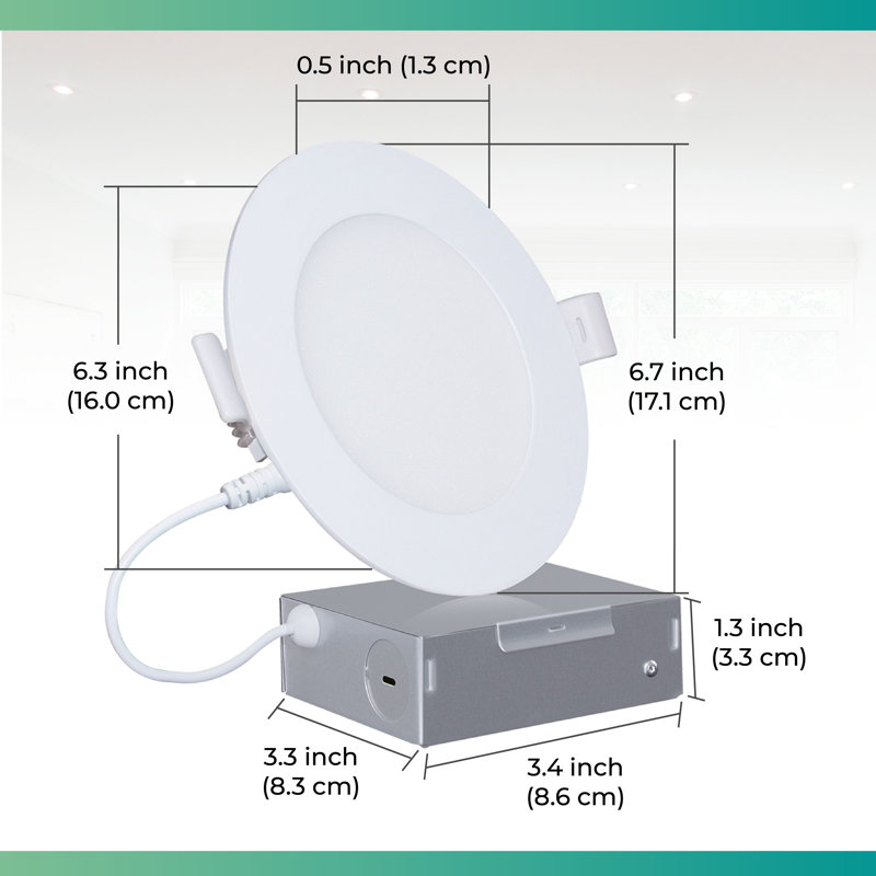 6" Slim Recessed LED, 12W, 6000K Clear White, Dimmable