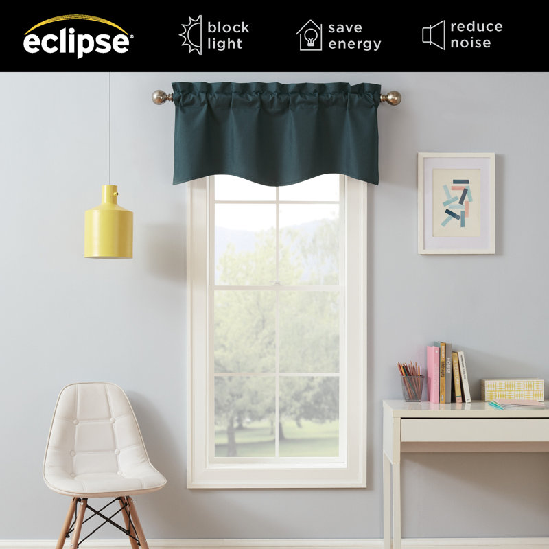 Teal Polyester Scalloped Rod Pocket Valance, 42" x 18"
