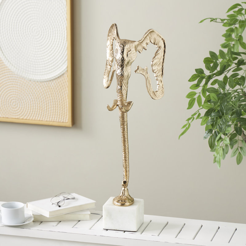 Sculpture éléphant Johnathin, H 26,85 po x l 8,95 po x P 9 po, Doré