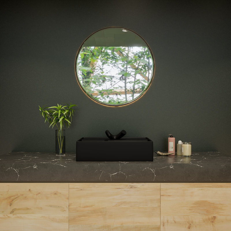 Lavabo pour salle de bain vasque rectangulaire avec trop-plein, Noir