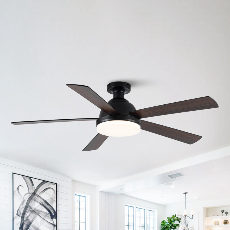 Vaczon 52" Flush Mount Smart Dimmable 3CCT LED Ceiling Fan 6-Speed Reversible DC motor Double-Sided Wood Blades Timer Remote and APP Control