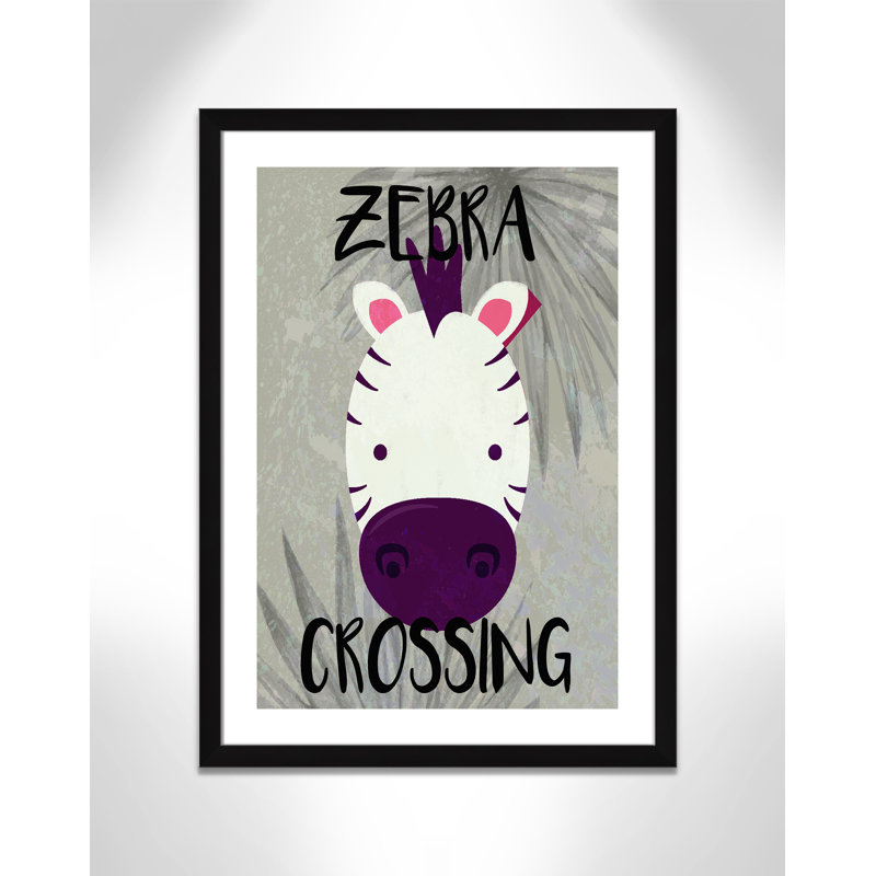 Impression sur papier Zebra Crossing, H 34,5 po x l 24,5 po x P 0,6 po, Encadré plat noir