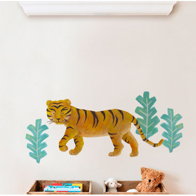 Adhésif décoratif tigers d’animaux sauvages, feuilles tropicales Barga